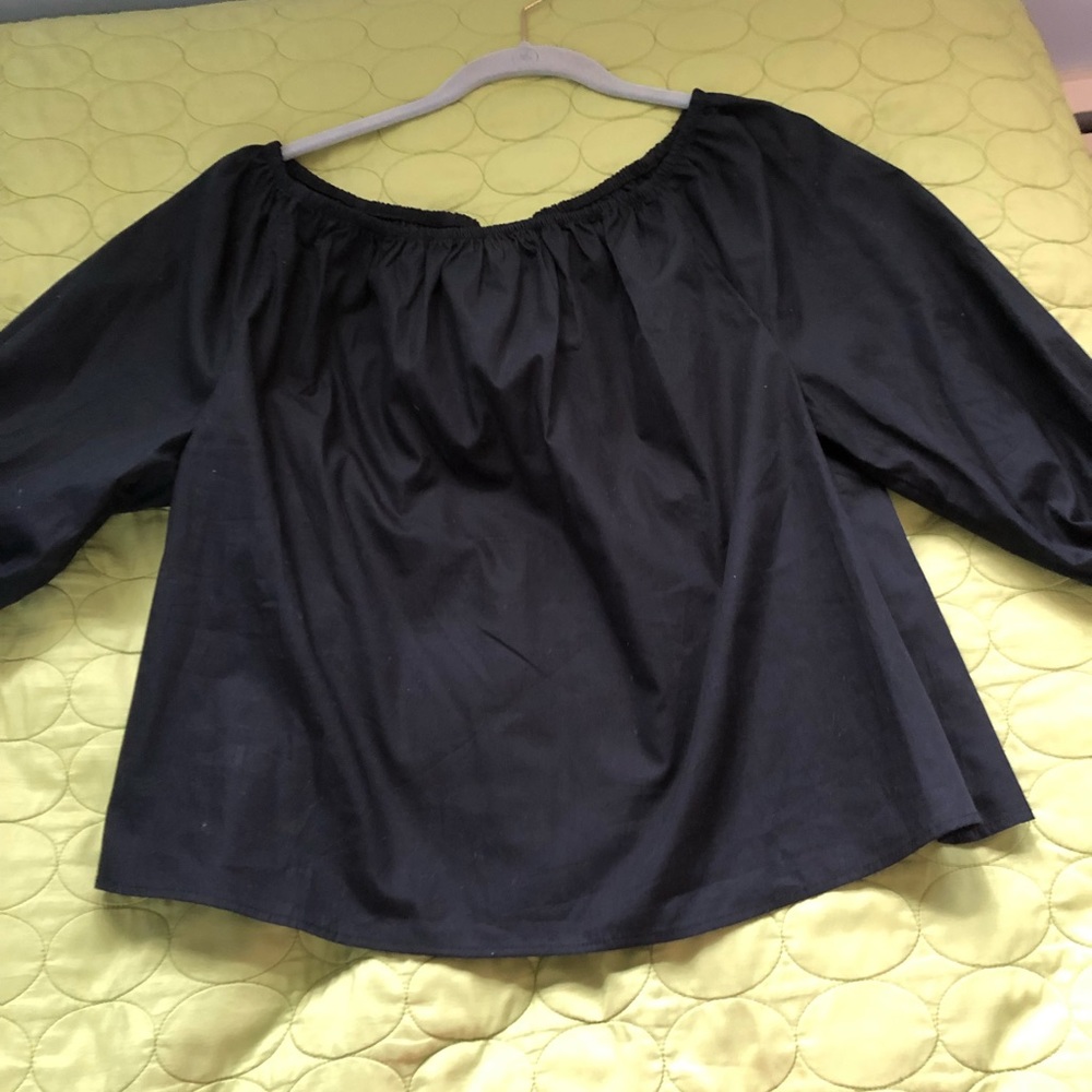 Anthropologie Maeve S Solid Black Peasant Blouse